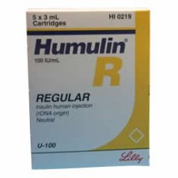 Lilly, Turkey Humulin R 5 x 3ml cartridges